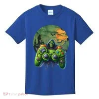 Halloween Skeleton Zombie Gaming Controller Mummy Gift Kids T-Shirt thumb 0