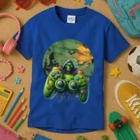 Halloween Skeleton Zombie Gaming Controller Mummy Gift Kids T-Shirt thumb 3