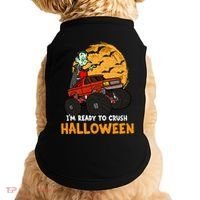 Halloween Skeleton Zombie Riding Monster Truck Vampire Gift Doggie Tank thumb 0
