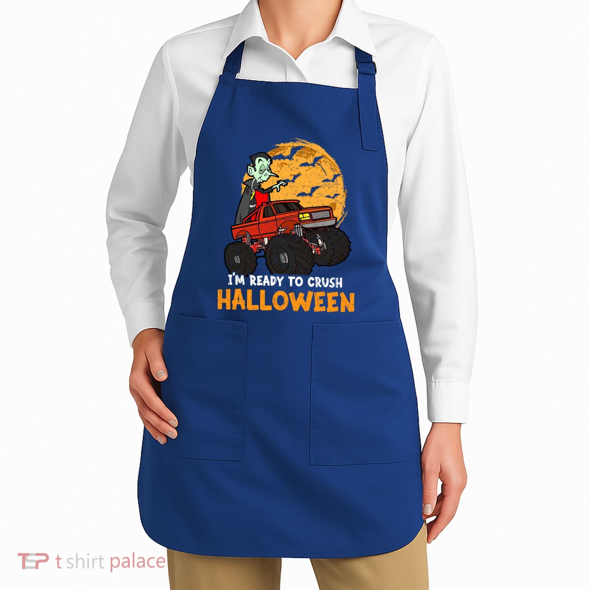 Halloween Skeleton Zombie Riding Monster Truck Vampire Gift Apron