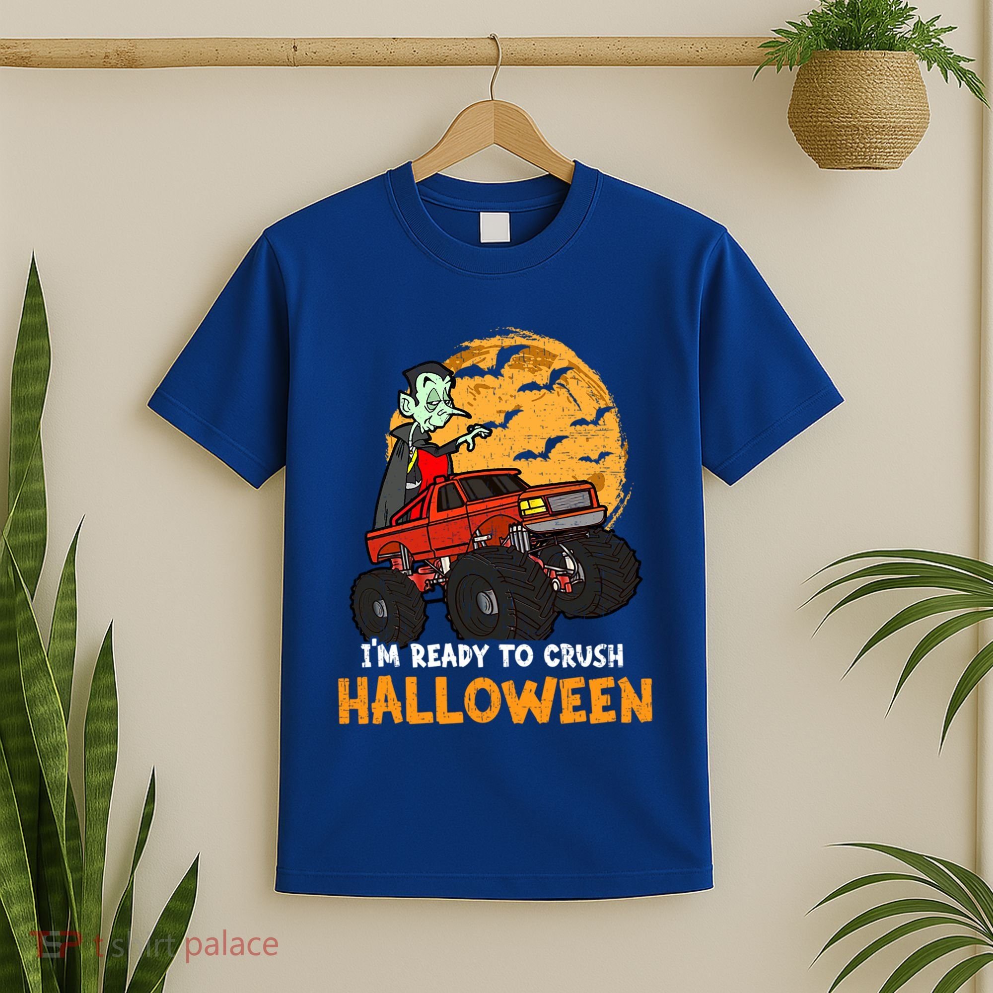 Halloween Skeleton Zombie Riding Monster Truck Vampire Gift T-Shirt