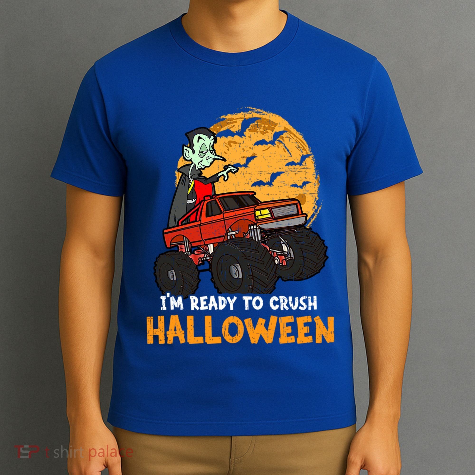 Halloween Skeleton Zombie Riding Monster Truck Vampire Gift T-Shirt