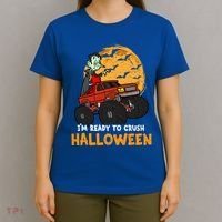 Halloween Skeleton Zombie Riding Monster Truck Vampire Gift T-Shirt thumb 4