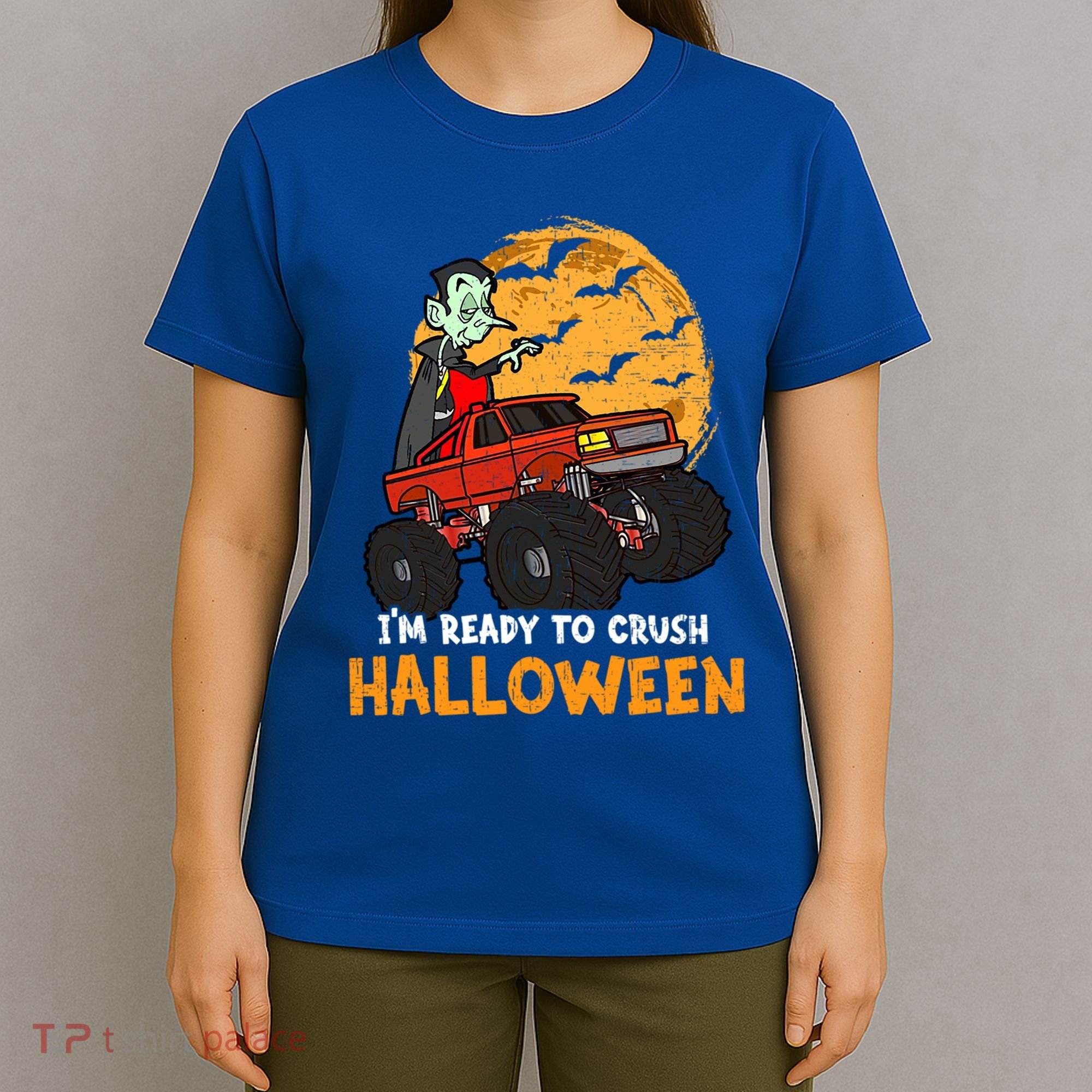 Halloween Skeleton Zombie Riding Monster Truck Vampire Gift T-Shirt