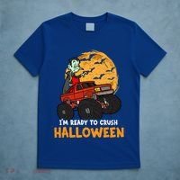 Halloween Skeleton Zombie Riding Monster Truck Vampire Gift T-Shirt thumb 5