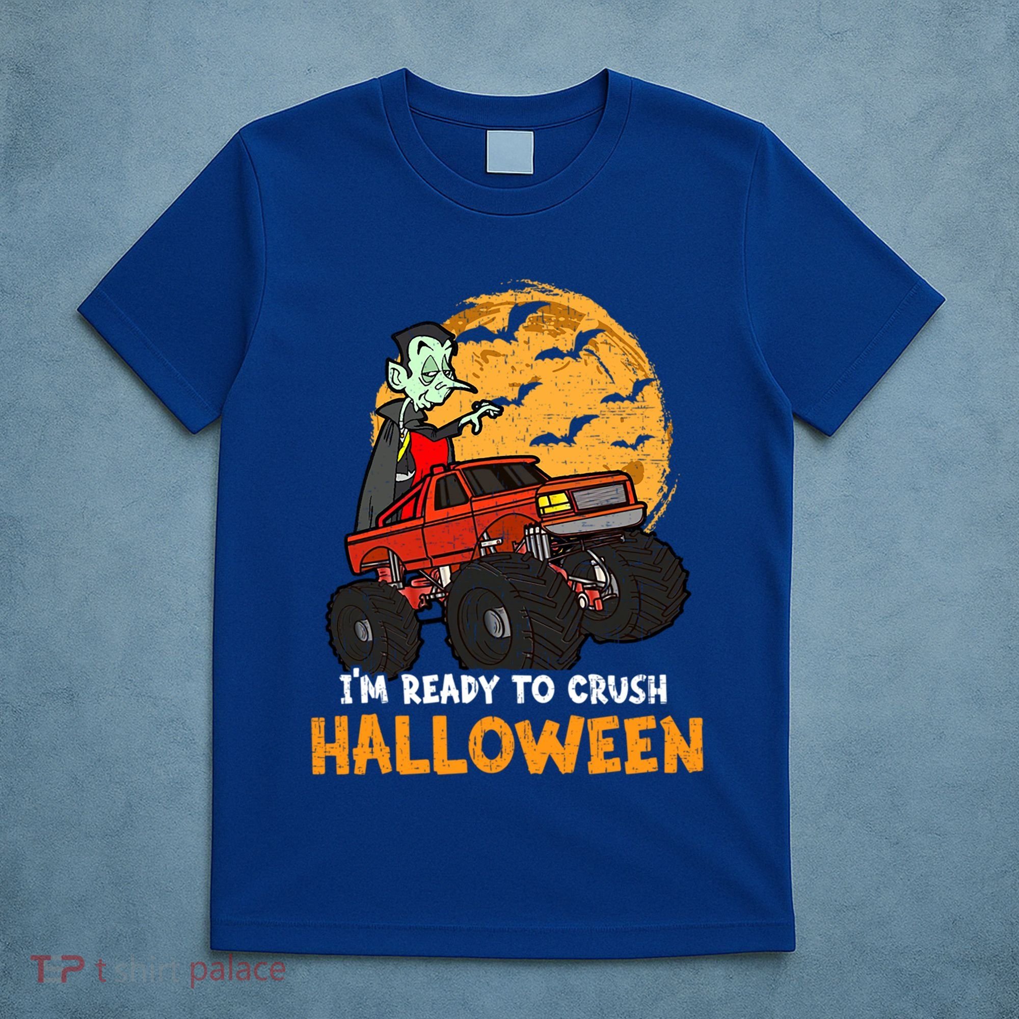 Halloween Skeleton Zombie Riding Monster Truck Vampire Gift T-Shirt
