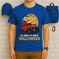 Halloween Skeleton Zombie Riding Monster Truck Vampire Gift T-Shirt thumb 6