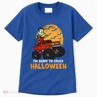 Halloween Skeleton Zombie Riding Monster Truck Vampire Gift Tall T-Shirt thumb 0