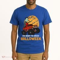 Halloween Skeleton Zombie Riding Monster Truck Vampire Gift Tall T-Shirt thumb 2