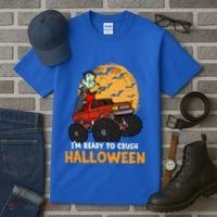 Halloween Skeleton Zombie Riding Monster Truck Vampire Gift Tall T-Shirt thumb 3