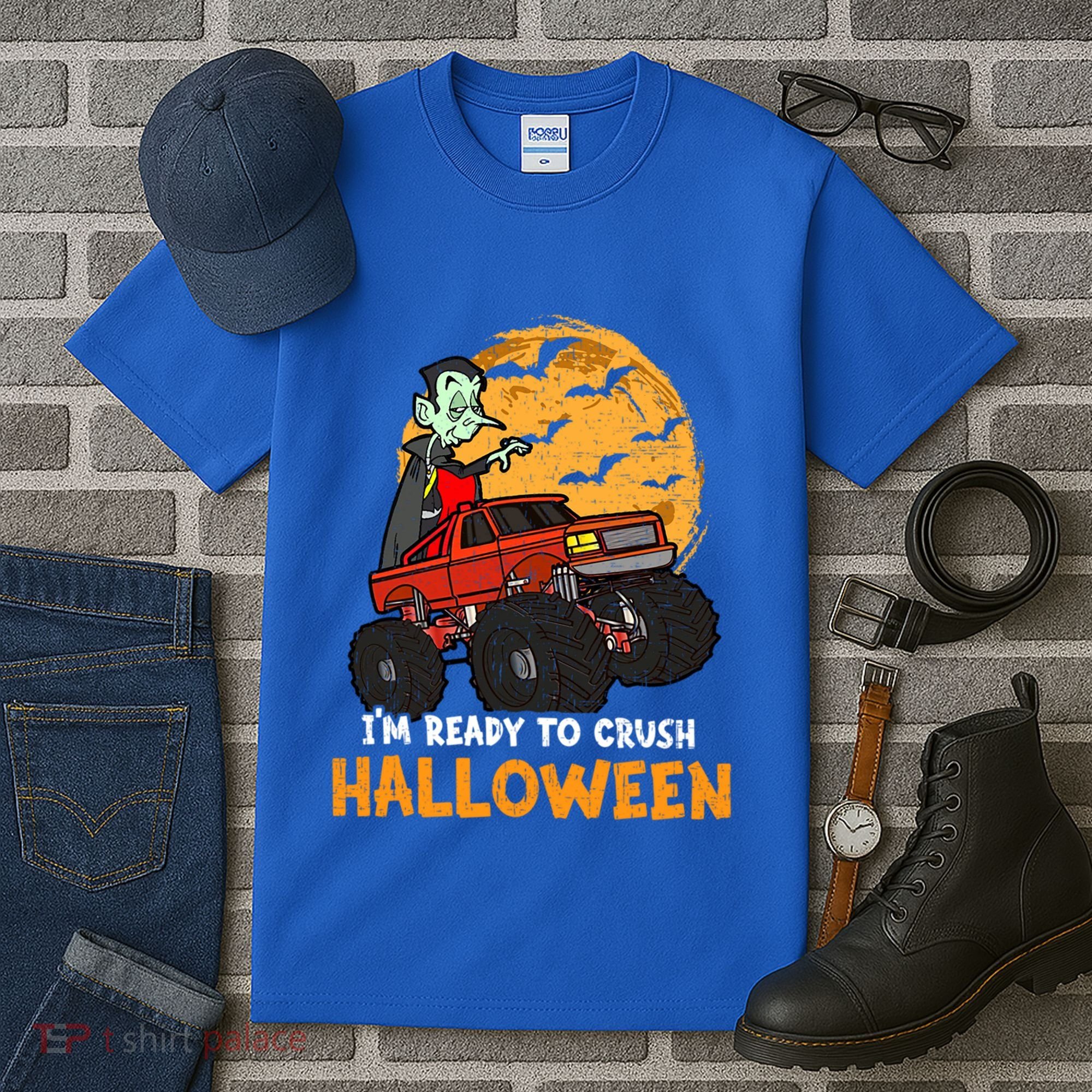 Halloween Skeleton Zombie Riding Monster Truck Vampire Gift Tall T-Shirt