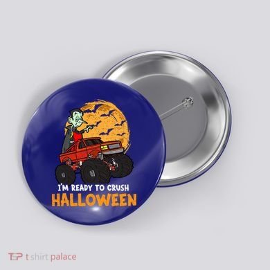 Halloween Skeleton Zombie Riding Monster Truck Vampire Gift Button