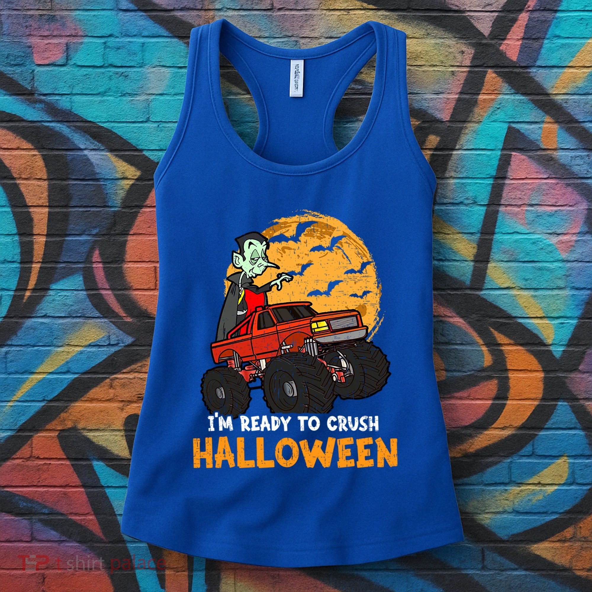 Halloween Skeleton Zombie Riding Monster Truck Vampire Gift Women's Tank Top