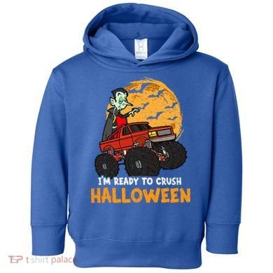 Halloween Skeleton Zombie Riding Monster Truck Vampire Gift Toddler Hoodie