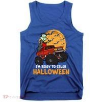 Halloween Skeleton Zombie Riding Monster Truck Vampire Gift Tank Top thumb 0