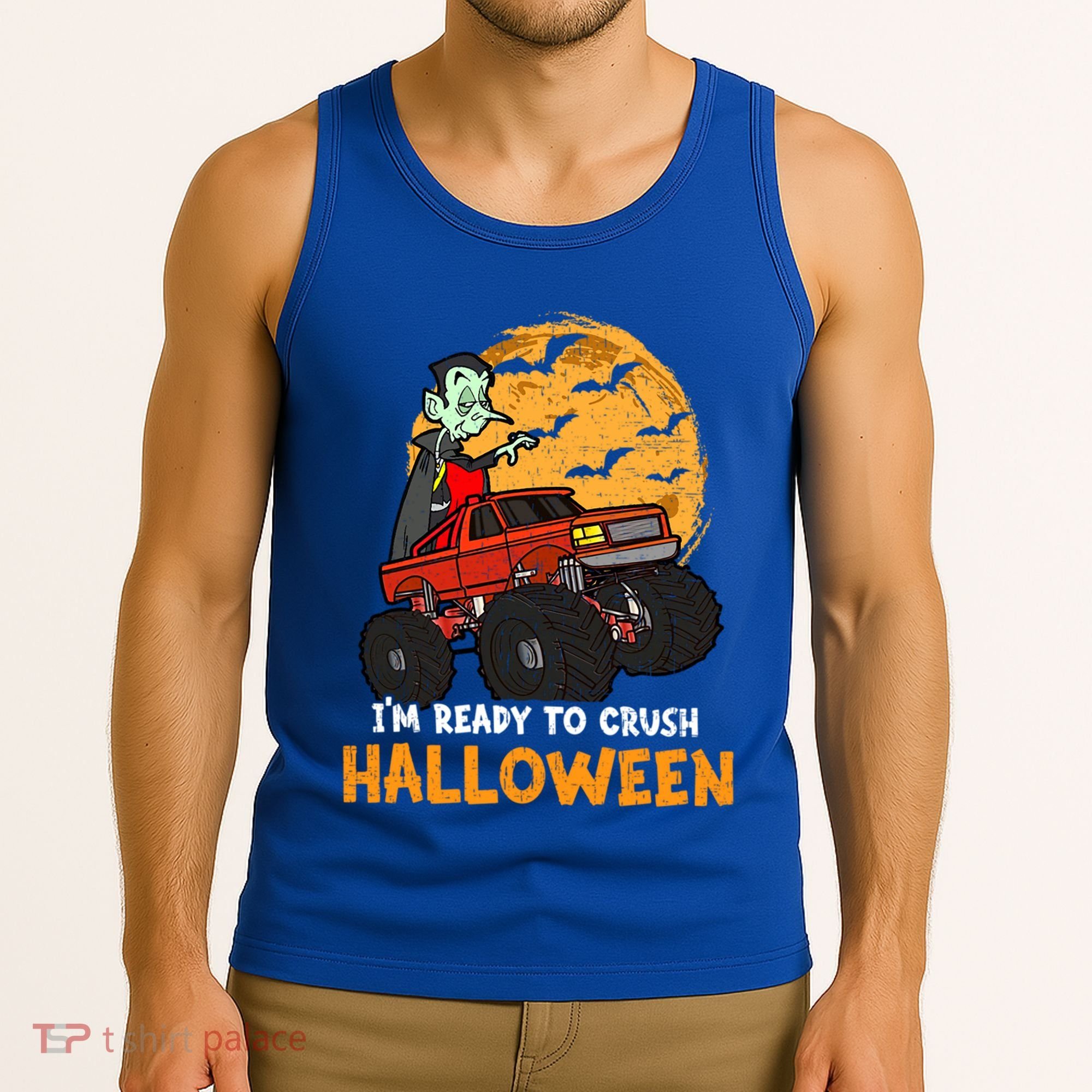 Halloween Skeleton Zombie Riding Monster Truck Vampire Gift Tank Top