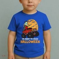 Halloween Skeleton Zombie Riding Monster Truck Vampire Gift Toddler T-Shirt thumb 2