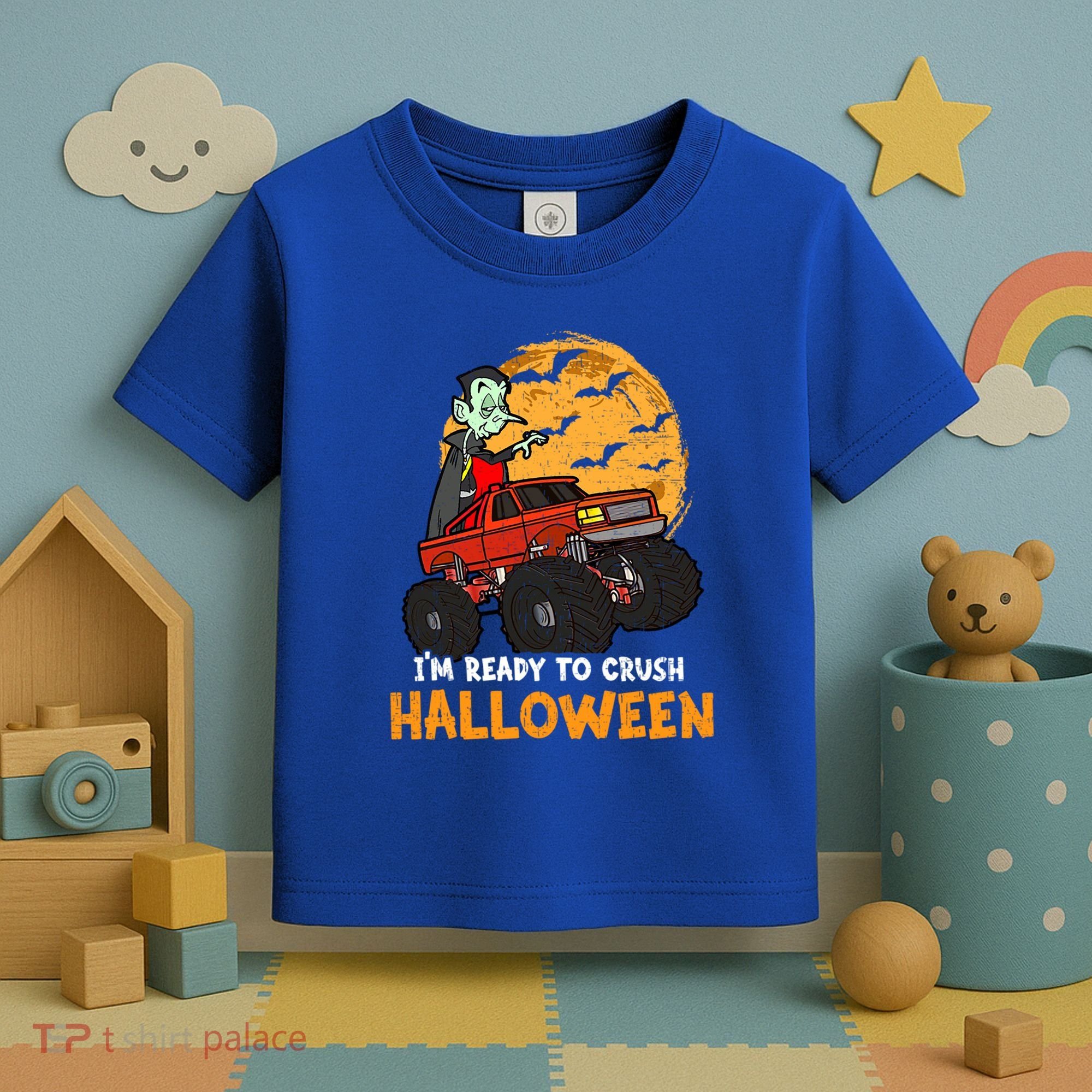 Halloween Skeleton Zombie Riding Monster Truck Vampire Gift Toddler T-Shirt