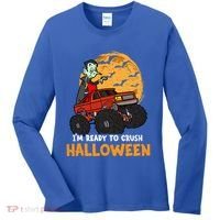 Halloween Skeleton Zombie Riding Monster Truck Vampire Gift Women's Long Sleeve Shirt thumb 0