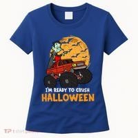 Halloween Skeleton Zombie Riding Monster Truck Vampire Gift Women's T-Shirt thumb 0