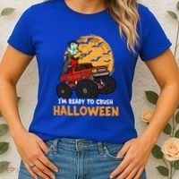 Halloween Skeleton Zombie Riding Monster Truck Vampire Gift Women's T-Shirt thumb 2
