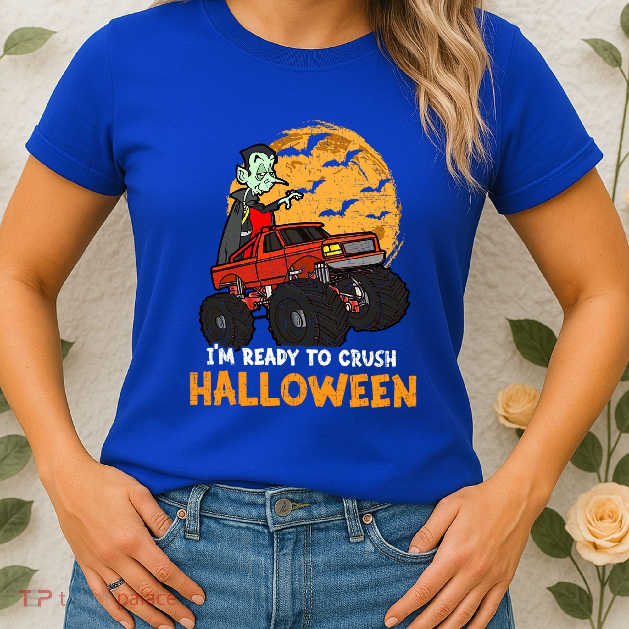 Halloween Skeleton Zombie Riding Monster Truck Vampire Gift Women's T-Shirt