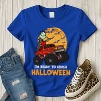 Halloween Skeleton Zombie Riding Monster Truck Vampire Gift Women's T-Shirt thumb 3