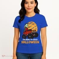 Halloween Skeleton Zombie Riding Monster Truck Vampire Gift Women's T-Shirt thumb 4