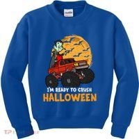Halloween Skeleton Zombie Riding Monster Truck Vampire Gift Kids Sweatshirt thumb 0