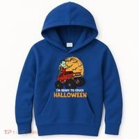 Halloween Skeleton Zombie Riding Monster Truck Vampire Gift Kids Hoodie thumb 0