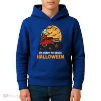Halloween Skeleton Zombie Riding Monster Truck Vampire Gift Kids Hoodie thumb 4