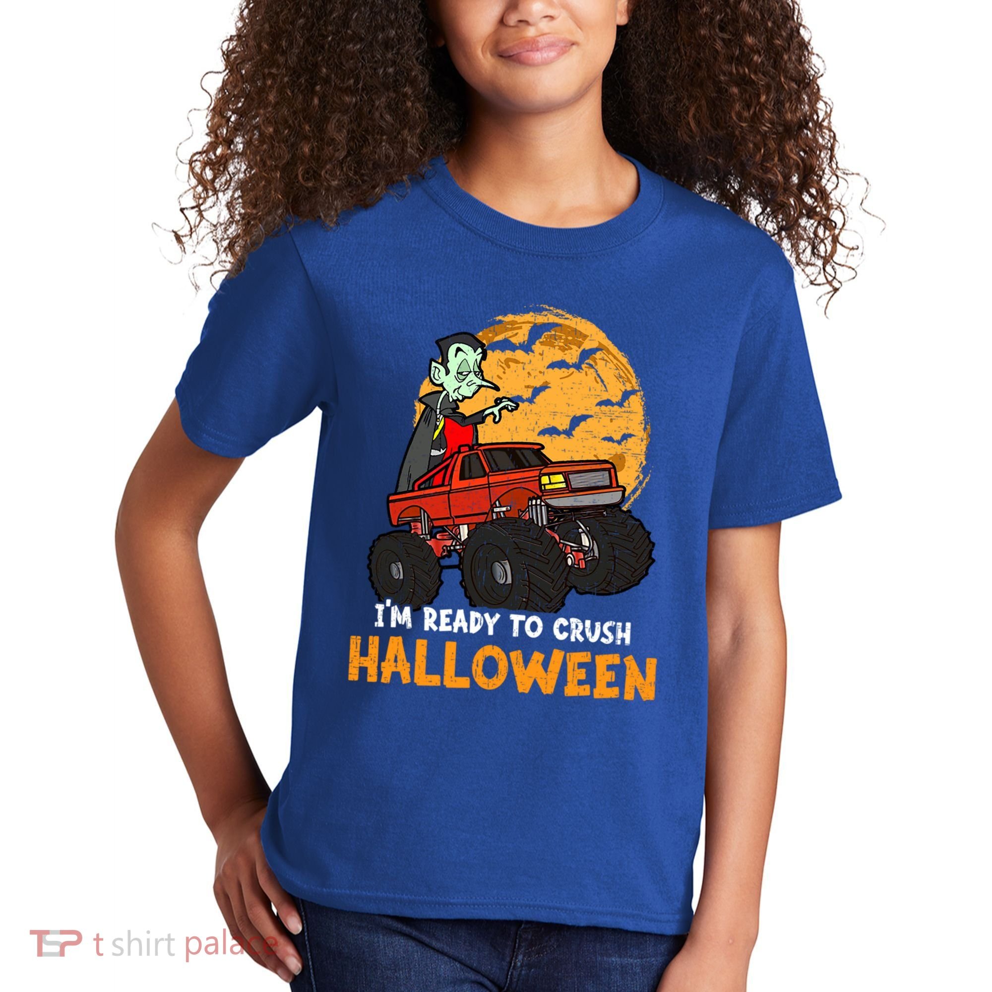 Halloween Skeleton Zombie Riding Monster Truck Vampire Gift Kids T-Shirt