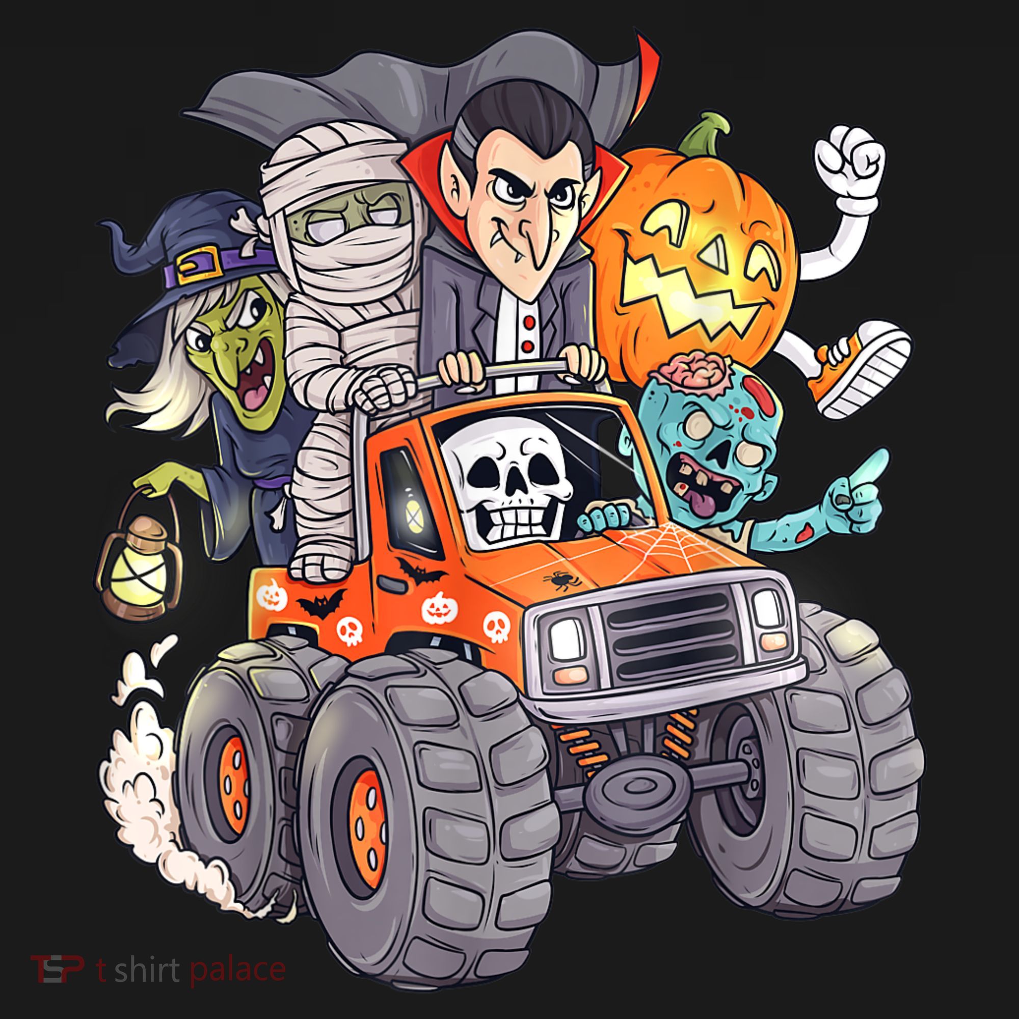 Halloween Skeleton Zombie Monster Truck Vampire Boys Bucket Hat