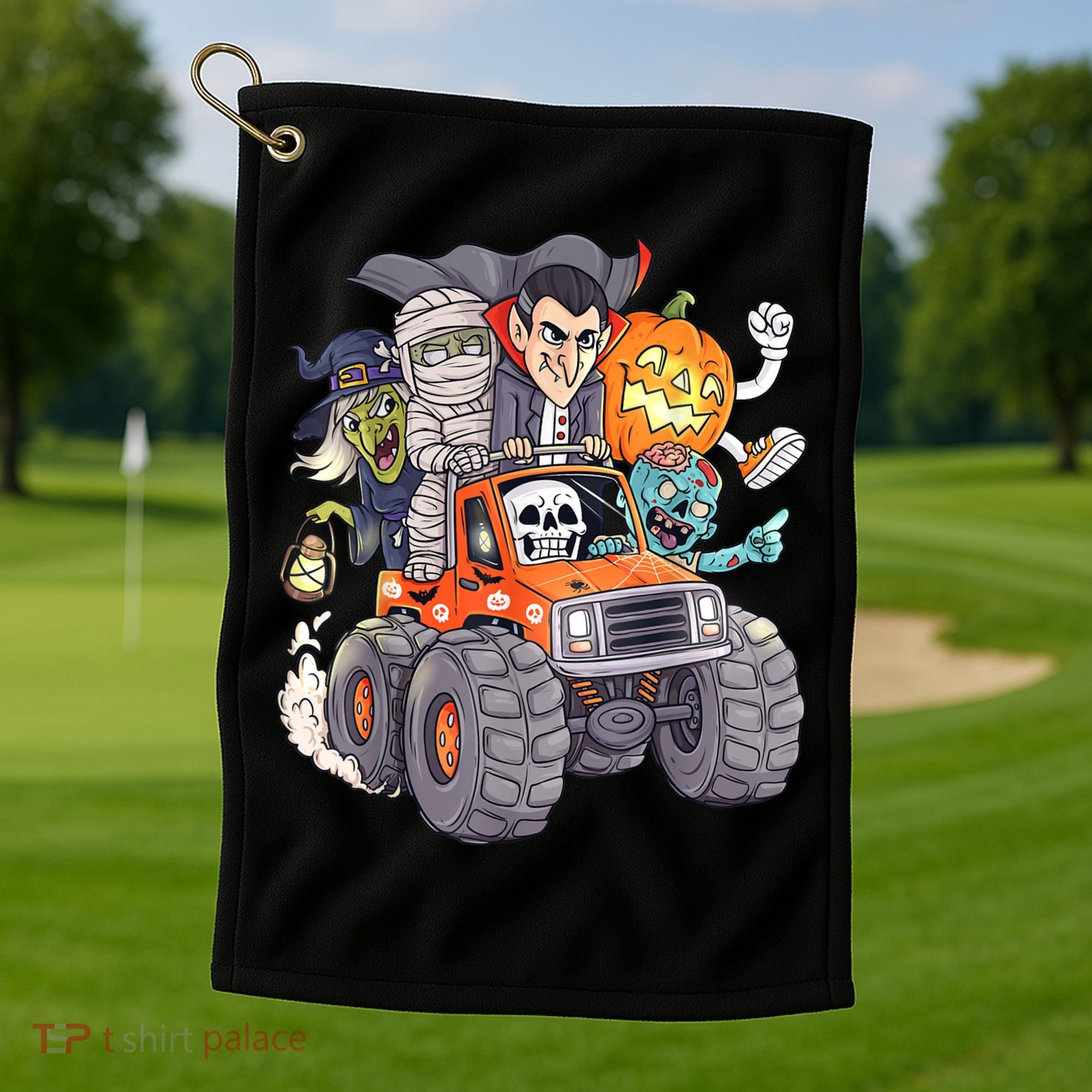 Halloween Skeleton Zombie Monster Truck Vampire Boys Golf Towel