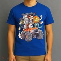 Halloween Skeleton Zombie Monster Truck Vampire Boys T-Shirt thumb 3