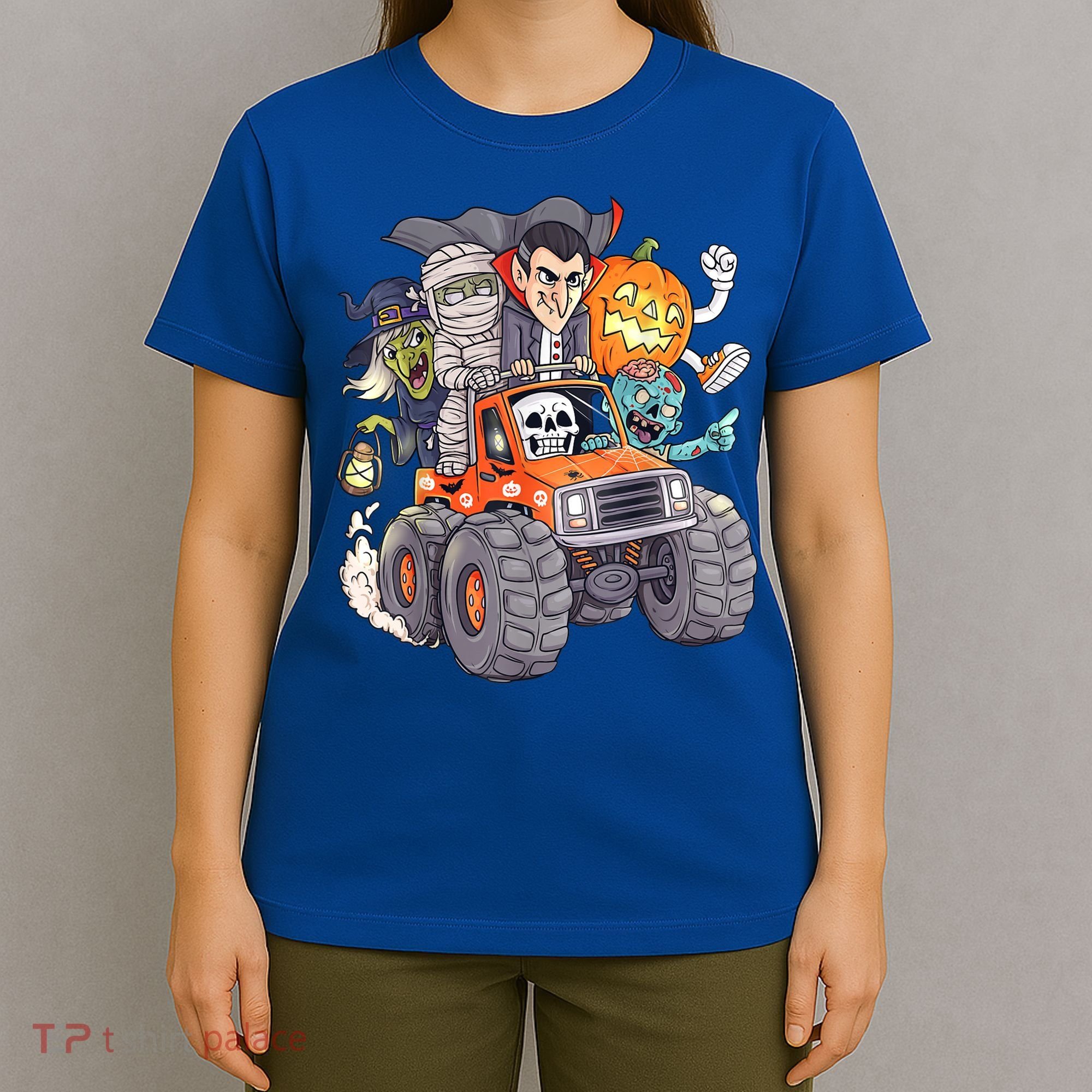 Halloween Skeleton Zombie Monster Truck Vampire Boys T-Shirt