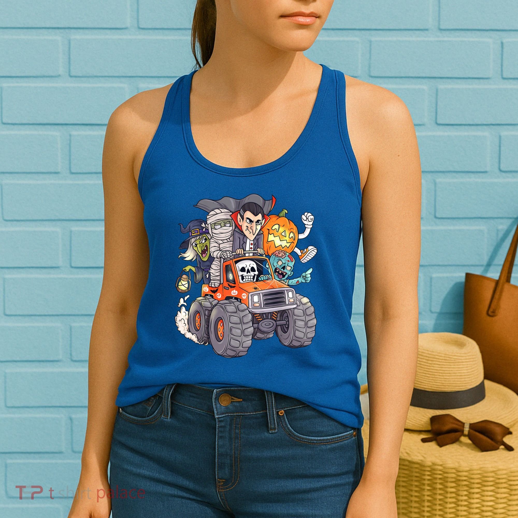 Halloween Skeleton Zombie Monster Truck Vampire Boys Women's Tank Top