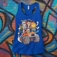 Halloween Skeleton Zombie Monster Truck Vampire Boys Women's Tank Top thumb 3