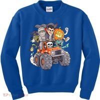 Halloween Skeleton Zombie Monster Truck Vampire Boys Kids Sweatshirt thumb 0