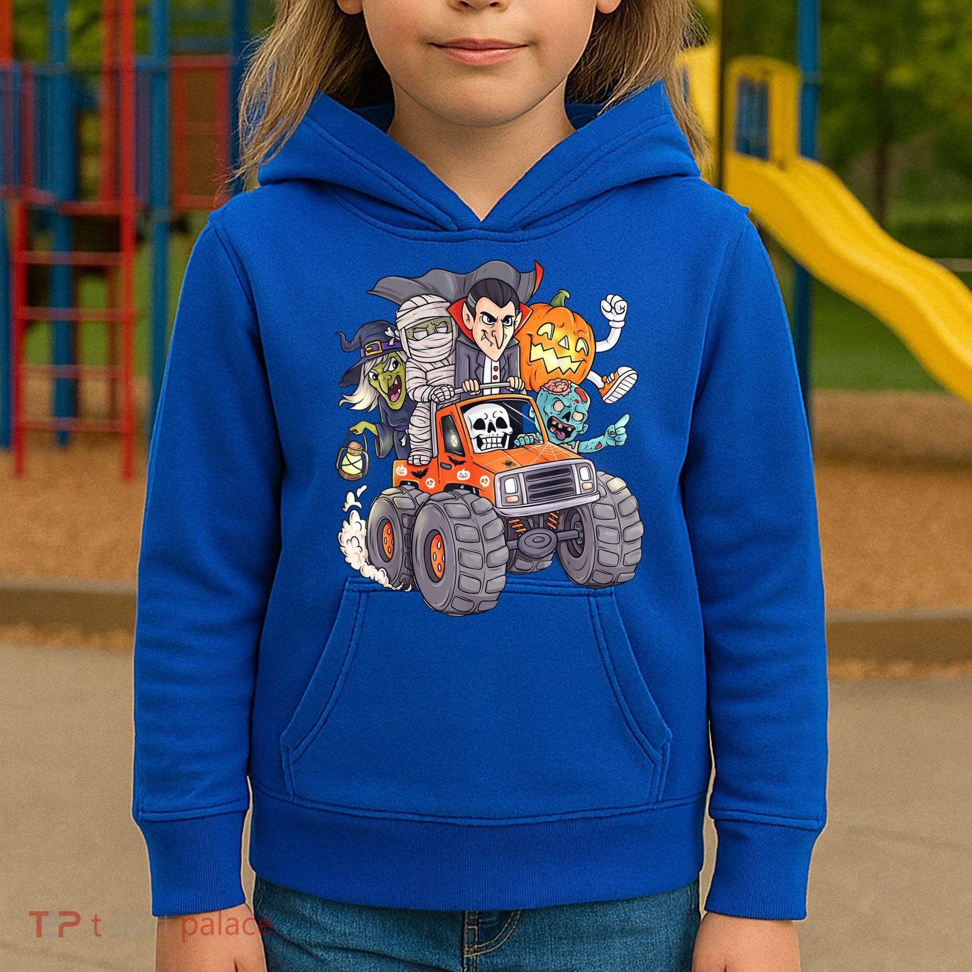 Halloween Skeleton Zombie Monster Truck Vampire Boys Kids Hoodie