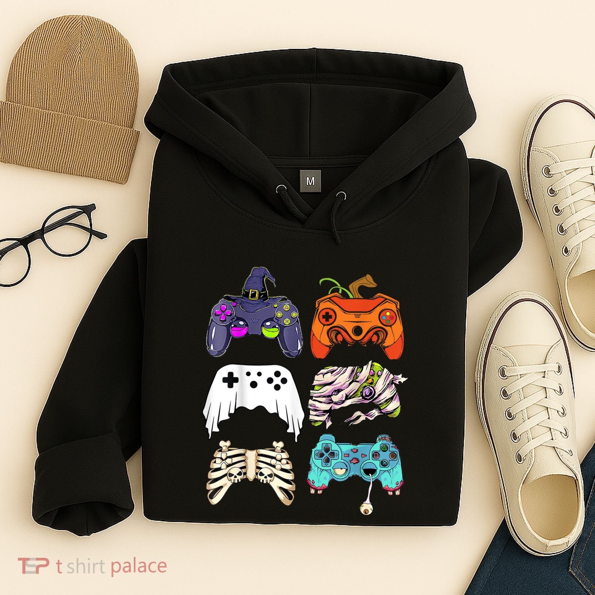 Halloween Skeleton Zombie Gaming Controllers Mummy Hoodie