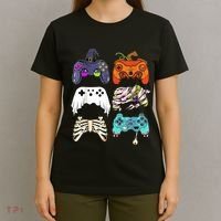 Halloween Skeleton Zombie Gaming Controllers Mummy T-Shirt thumb 4
