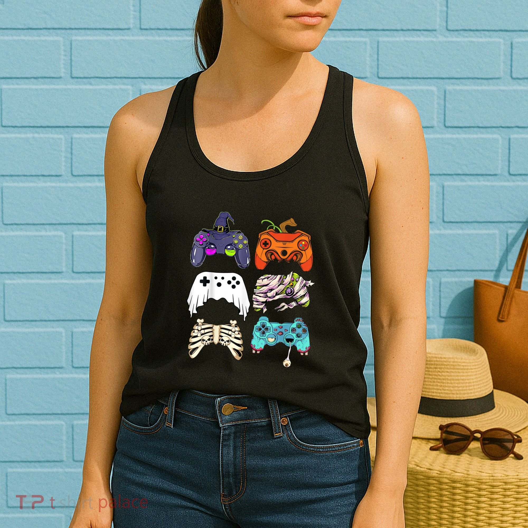 Halloween Skeleton Zombie Gaming Controllers Mummy Women's Tank Top