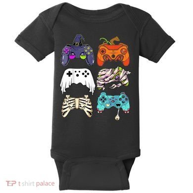 Halloween Skeleton Zombie Gaming Controllers Mummy Baby Bodysuit