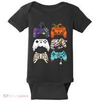 Halloween Skeleton Zombie Gaming Controllers Mummy Baby Bodysuit thumb 0