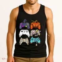 Halloween Skeleton Zombie Gaming Controllers Mummy Tank Top thumb 3