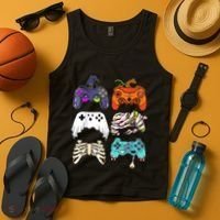 Halloween Skeleton Zombie Gaming Controllers Mummy Tank Top thumb 4