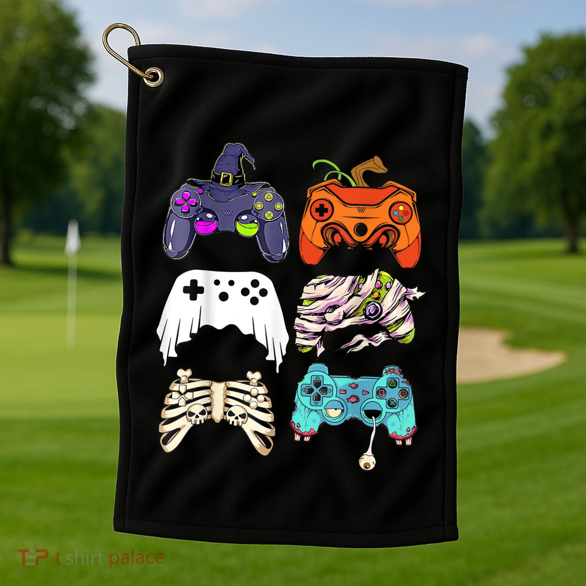 Halloween Skeleton Zombie Gaming Controllers Mummy Golf Towel