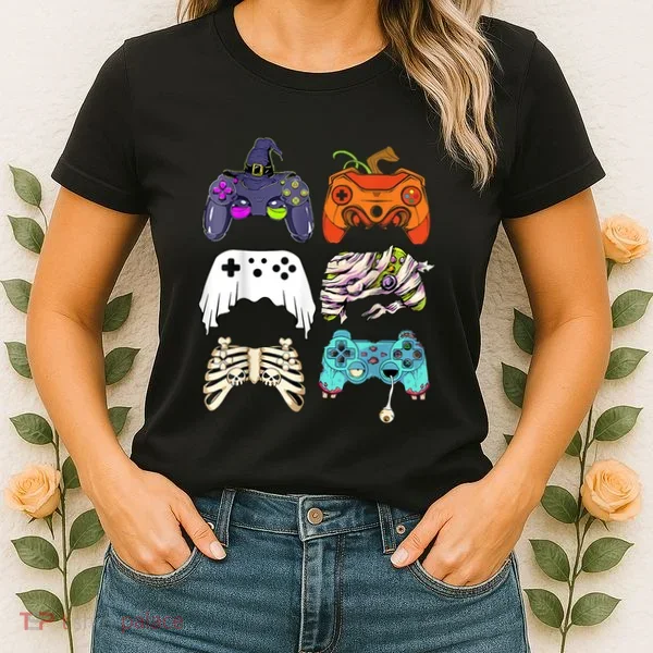 Halloween Skeleton Zombie Gaming Controllers Mummy Women's T-Shirt