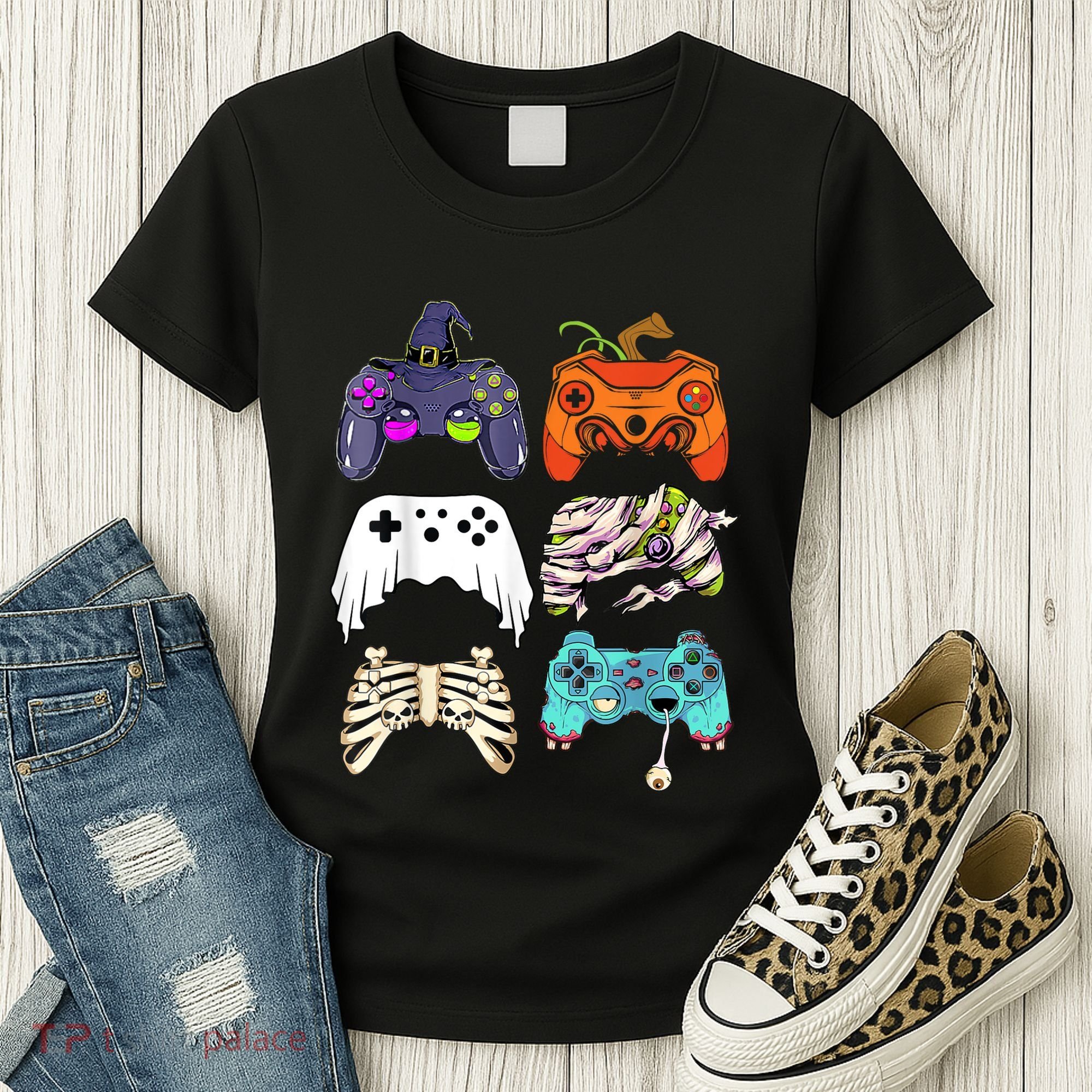 Halloween Skeleton Zombie Gaming Controllers Mummy Women's T-Shirt